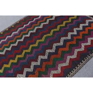 6.8x8.8 ft Kilim Vintage Patchwork Rug <b>Red</b> Ombr Turkish <b>Wool</b> Eco-Friendly Latex Backed Rug - Product Image 4