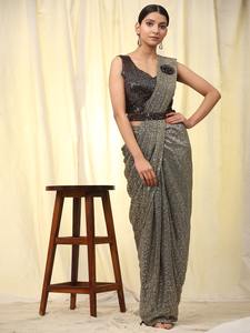 El último diseñador Georgette Silk Sequence Work Listo para usar Saree de Fab Zone - Product Image 4