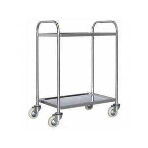 รถเข็นบริการสแตนเลส 2 ชั้น สำหรับใช้ในโรงพยาบาล ดีไซน์อุตสาหกรรม - Product Image 1