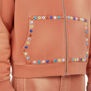 Conjuntos de pantalones de chándal con capucha de dos piezas para hombre, ropa de calle de invierno térmica lavada y descolorida personalizada directa de fábrica al por mayor - Product Image 6