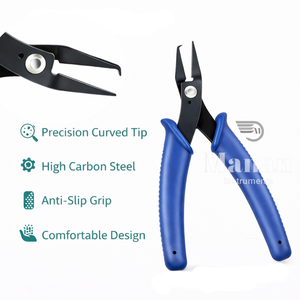 Pince à anneaux fendus de 5,5 pouces pour la fabrication de bijoux, pointe incurvée, poignée antidérapante, acier inoxydable, outil de précision, bricolage - Product Image 5