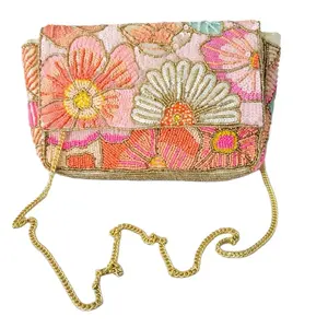 手工刺绣特殊新设计包串珠钱包女式钱包定制带链手袋