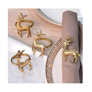 Rond de serviette en métal en laiton massif de qualité supérieure Rond de serviette de renne antique pour accessoires de décoration de table Anneaux de serviette - Product Image 1