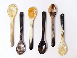 Cuillères en corne naturelle faites à la main avec poignée Excellent design Petit ustensile de cuisine pour assaisonner le sucre en gros de l'Inde - Product Image 3