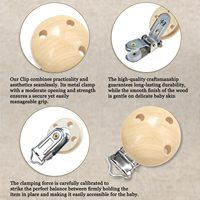 Chaîne de sucette en bois personnalisable avec logo, accessoire en bois naturel, attache-sucette pour bébé, clip de fixation pour sucette