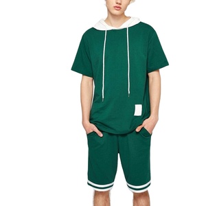 Conjunto Deportivo de Dos Piezas, Pantalones Cortos de Felpa Personalizados de Alta Calidad, Unisex, Tallas Grandes, Sudadera con Capucha y Pantalones Cortos de Verano para Hombre - Product Image 1