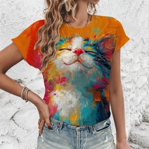 Nouvelles chemises respirantes imprimées en 3D Tendance Design élégant Vente en gros Chemise pour femmes Qualité supérieure O-Neck T-shirts - Product Image 3