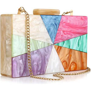Attractive Stylish Multi Color Resin Clutches for Business Woman Handcrafted Storage <b>Bag</b> With Chain for Ladies Best <b>Girl</b> Gift - Product Image 1