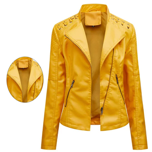 แจ็กเก็ตหนังสำหรับผู้หญิงเสื้อแจ็คเก็ตหนังมีสไตล์ใหม่สินค้ามาใหม่ - Product Image 5