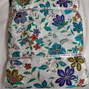 Top Rated Pure Crepe Woven Dyed Leaf Flower Embroidered Breathable Eco-Friendly Fabric Position Print Natural <b>Textile</b> Designer - Product Image 1