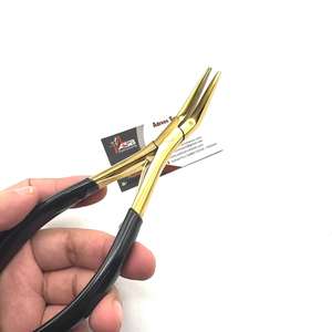 Customizable Stainless Steel Beauty Tool-Curved <b>Flat</b> <b>Nose</b> Hair Extension <b>Pliers</b> with Logo Printing Sustainable Custom Made - Product Image 2