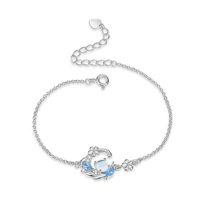 Pulsera de Plata de Ley con Cristal de Piedra Lunar y Diseño de Flor de Fantasía Jeulia - Product Image 2