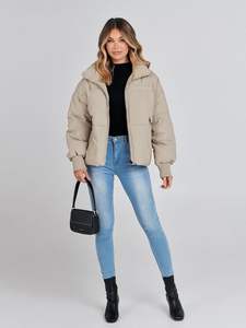 Doudoune femme surdimensionné décontracté rembourré isolé manteau matelassé à manches longues capuche fermeture à glissière respirant doudoune - Product Image 3