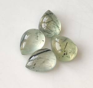 Piedras Preciosas Naturales de Prehnita Verde al por Mayor, Cabujones en Forma de Pera de 3x5mm-20x30mm con Reverso Plano, Piedras Sueltas con Juego de Color para Fabricación de Joyas - Product Image 1