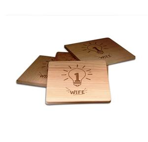 WHITE FLORAL Printed Unique Custom Wood <b>Coaster</b> <b>Set</b> with Handmade Bone <b>and</b> Brass Inlay Made in India - Product Image 2