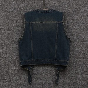 Veste pour femme délavée sans manches personnalisée nouvelle veste en jean 100% coton de qualité supérieure veste en jean à capuche élégante en gros - Product Image 5