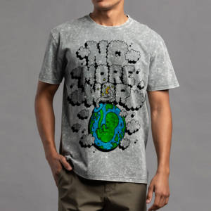 <b>Winter</b> <b>T</b> <b>Shirt</b> Low Moq Custom Blank Black <b>T</b>-<b>shirt</b> For Men Acid Washed Oversized 250GSM Stone Washed Out Distressed <b>T</b>-<b>shirt</b> - Product Image 4