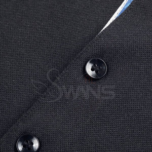 Polo à manches courtes pour homme, noir, logo brodé, tissu piqué, coupe décontractée - Product Image 6
