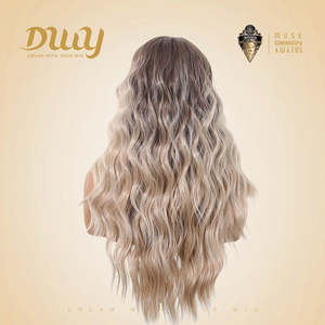 วิกผมสังเคราะห์สีบลอนด์ลอนยาวปานกลาง Paulina-DWY พร้อมโคนผมสีเข้มและไฮไลท์สีโปร่งแสง - Product Image 3