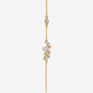 92.5 <b>Silver</b> <b>Bracelet</b> 191291 Rhodium & Gold Plated Diamond & Zircon Key & Number <b>Charms</b> Religious & Ethnic Style for Gifts - Product Image 4
