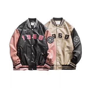 Vente en gros 2025 vestes d'université de mode d'automne toile personnalisée avec col montant côtelé solide logo avant veste de sport unie - Product Image 1