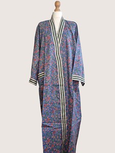 Bata Larga Estampada Floral para Mujer, Manga Larga, Cuello en V, 100% Poliéster, Suave, Informal, para Primavera, con Cierre de Cordón - Product Image 2