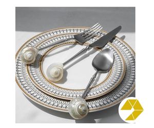 Juego de Cubiertos de acero inoxidable 304 de lujo, juego de postres de concha de perla Madre, vajilla de comedor elegante para el hogar con oferta competitiva - Product Image 1