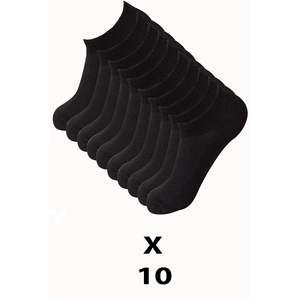 Chaussettes invisibles pour femmes, 10 paires, noires, 100% coton, tissées, silhouette courte, pour baskets - Product Image 3