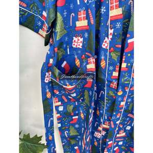 Kimono indio con estampado de bloques, hecho a mano, de algodón, suave y ligero, para estar en casa. - Product Image 5