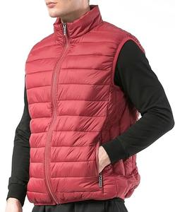 Plain Maroon Color <b>Zip</b> <b>Up</b> Sleeveless Puffer Vest <b>Jacket</b> Ultra Thin Warm Lightweight Down Vest <b>Jacket</b> Waistcoat Rain Men <b>Jackets</b> - Product Image 3
