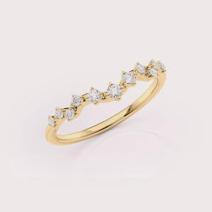 Anillo de Boda con Corona de Diamantes Cultivados en Laboratorio con Certificación IGI, Oro Rosa/Blanco y Amarillo de 14K, Banda de Tiara Curva con Diamantes - Product Image 3