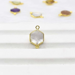 Pendentif en nacre hexagonal, or vermeil, argent sterling 925, serti de pierres, élégant, avec un seul anneau, pendentifs de mode, breloques - Product Image 6