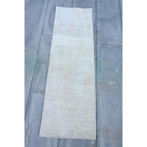 Tapis turc, 1,5 x 4,9 pieds, tapis en laine blanc Ikat - Product Image 2
