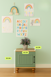 Table de chevet Arion Kids Gulsun moderne et élégante avec corps en MDF et pieds en bois, design de table d'appoint pour enfants - Product Image 2