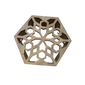 Antique Vintage en bois de manguier sculpté à la main écologique décor de jardin maison ferme moderne plateau d'affichage en forme d'hexagone naturel - Product Image 6