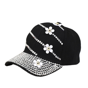 Casquette de baseball unisexe à 6 panneaux en denim à motif feuille et clous en diamant, réglable, visière plate, protection solaire extérieure, chapeau courant - Product Image 6