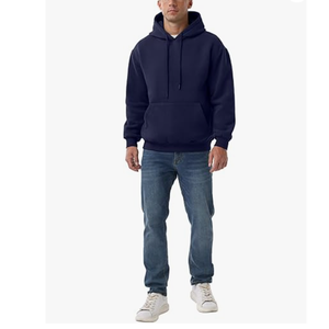 Sweats à capuche pour hommes en coton personnalisé poids lourd 300GSM survêtement décontracté de luxe broderie avant en vrac 300GSM poids lourd plaine hommes - Product Image 1