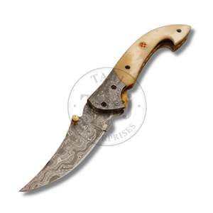 Hand Forged Damascus Steel Hunting Pocket Folding <b>Knife</b> OEM Gift Wholesale 58HRC Drop Point 3-Year Warranty Outdoor High - Product Image 3