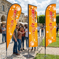 Drapeau publicitaire portable en polyester imprimé par sublimation, design personnalisé gratuit, bannière publicitaire, drapeau de plage en forme de larme, mât en fibre de verre