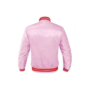 ODM Service Satin Varsity Jacket Estilo vintage Bordado Street Wear Botón Cierre Tipo Chaqueta de bombardero térmica para hombres - Product Image 2