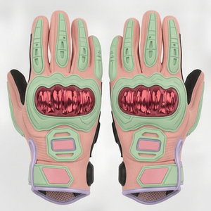 Gants de course en PU pastel à doigts entiers avec fermeture auto-agrippante, respirants, pour moto, motocross, cyclisme - Product Image 4