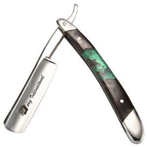 Acabado fino Diseño clásico Mango de madera Maquinilla de afeitar recta Logotipo personalizado en stock Maquinilla de afeitar de peluquero de acero inoxidable - Product Image 3