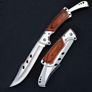 High Quality Damascus Steel Folding Camping Knife <b>Wood</b> Outdoor Hunting Push <b>Button</b> Blade 3 Year Warranty Customizable OEM DIY - Product Image 6