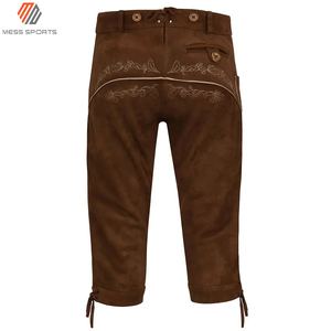 New 2024 MESS SPORTS Men's Casual Lederhosen Cow Goat Split Suede Leather German Traditional Bavarian Oktoberfest Quick Dry - Product Image 4