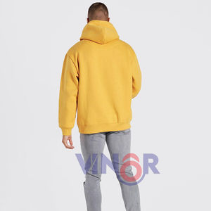 Sweat à capuche décontracté pour homme, 100% coton, tissu français, style oversize, tendance hip-hop, sweat à capuche uni, imprimé à l'écran, teinture unie - Product Image 4
