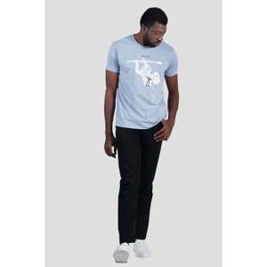 T-shirt compact en coton imprimé brouillard bleu - Product Image 6