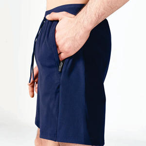 Tissu de Performance léger extensible dans les 4 sens, short flexible côtelé bleu marine avec ceinture en tissu côtelé et ourlet manchette - Product Image 4