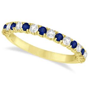 Anillo de Bodas de Oro Amarillo de 14k con Zafiro Azul Corte Esmeralda, Anillo de Aniversario con Patrón Geométrico, Rodio, 0.75ct, Joyería Fina - Product Image 3
