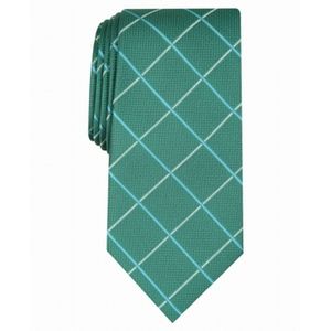 Men's Canton Grid Floral Print <b>Tie</b> Club Room Custom Logo Silk and <b>Polyester</b> Casual Classic Style Green Size Regular - Product Image 1