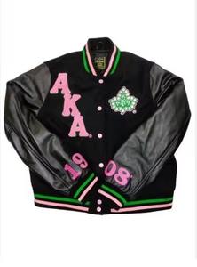 Manufacturer Custom Men's Winter Varsity Jacket Stand Collar Windproof Breathable Leather Sleeves Chenille Embroidered Green - Product Image 3